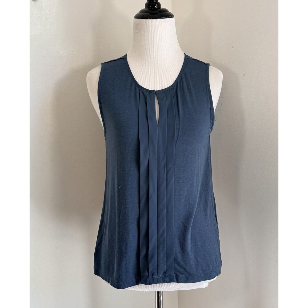 Banana Republic Blouse Tank Top Womens XS Blue Sleeveless Polyester Solid Shirt